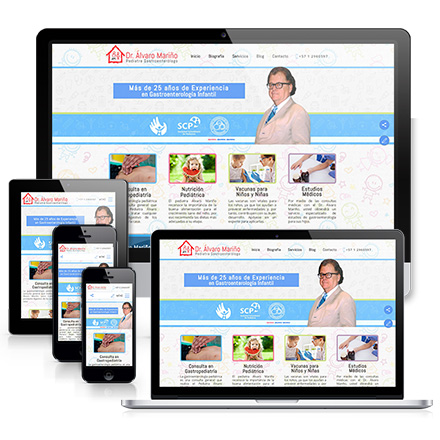 Versiones responsive de sitio de gastroenterlogo pediatra en Bogot